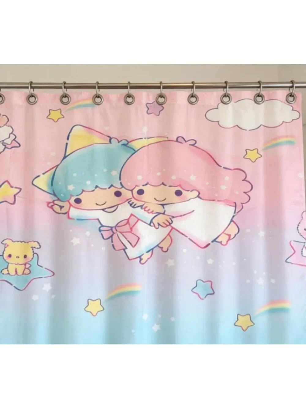 Kawaii Cartoon Twin Stars Shower Curtain 59